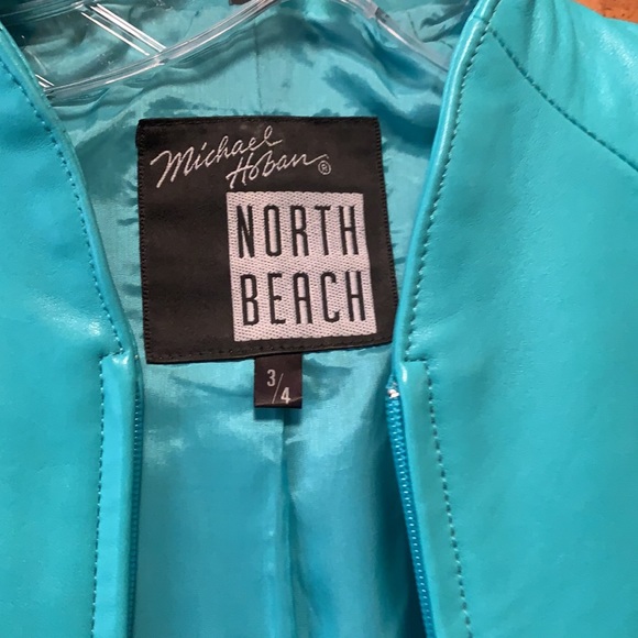 North Beach Leather  Buttery soft turquoise leather vintage dress and jacket - Picture 6 of 7